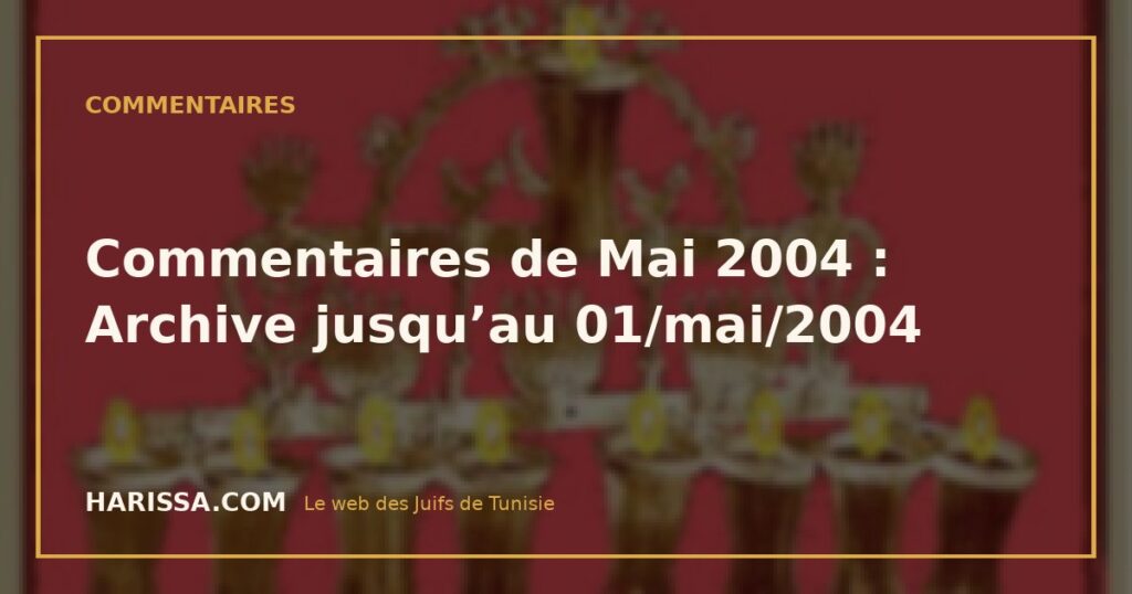 Commentaires de Mai 2004 : Archive jusqu’au 01/mai/2004
