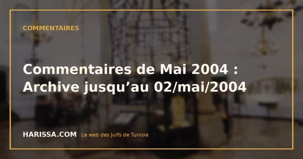 Commentaires de Mai 2004 : Archive jusqu’au 02/mai/2004