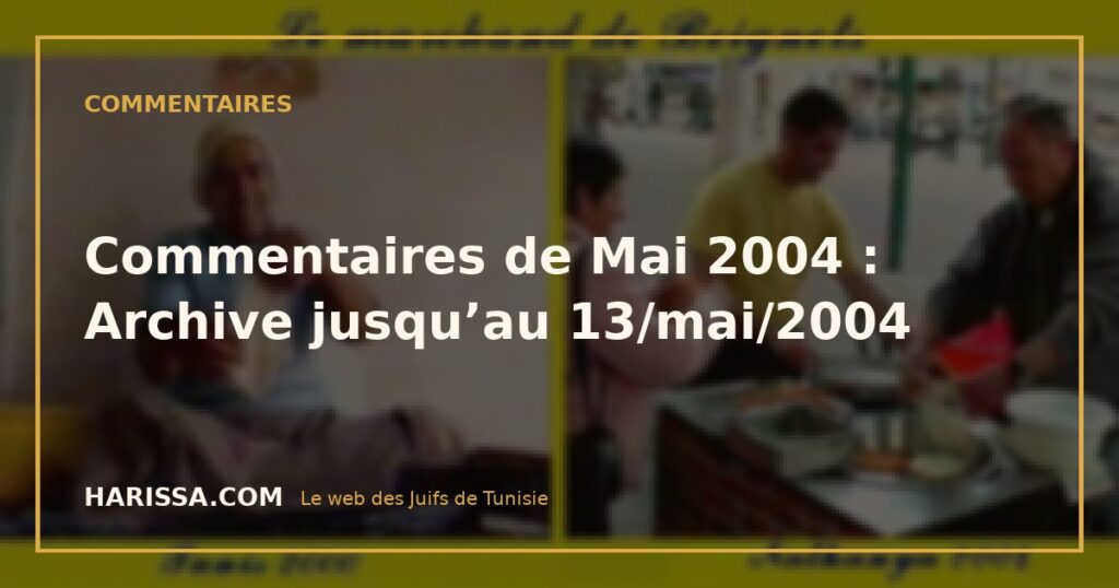 Commentaires de Mai 2004 : Archive jusqu’au 13/mai/2004