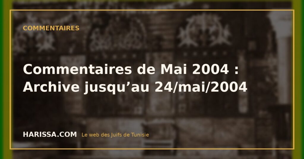 Commentaires de Mai 2004 : Archive jusqu’au 24/mai/2004