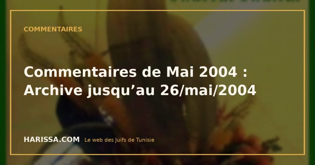 Commentaires de Mai 2004 : Archive jusqu’au 26/mai/2004