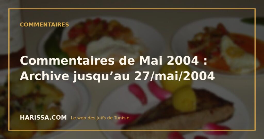 Commentaires de Mai 2004 : Archive jusqu’au 27/mai/2004