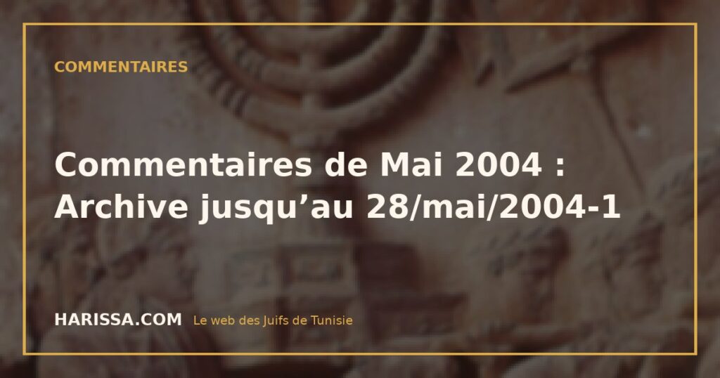 Commentaires de Mai 2004 : Archive jusqu’au 28/mai/2004-1