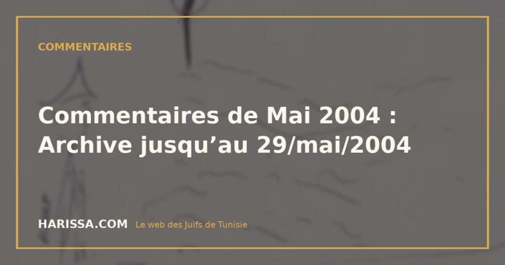 Commentaires de Mai 2004 : Archive jusqu’au 29/mai/2004