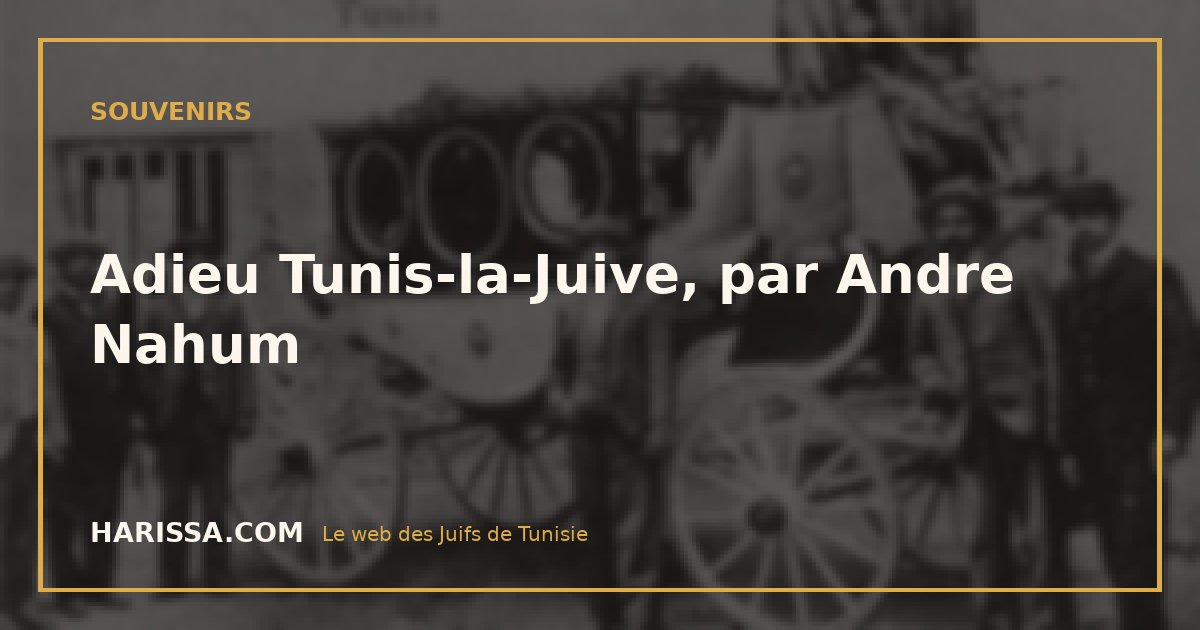 Adieu Tunis-la-Juive, par Andre Nahum