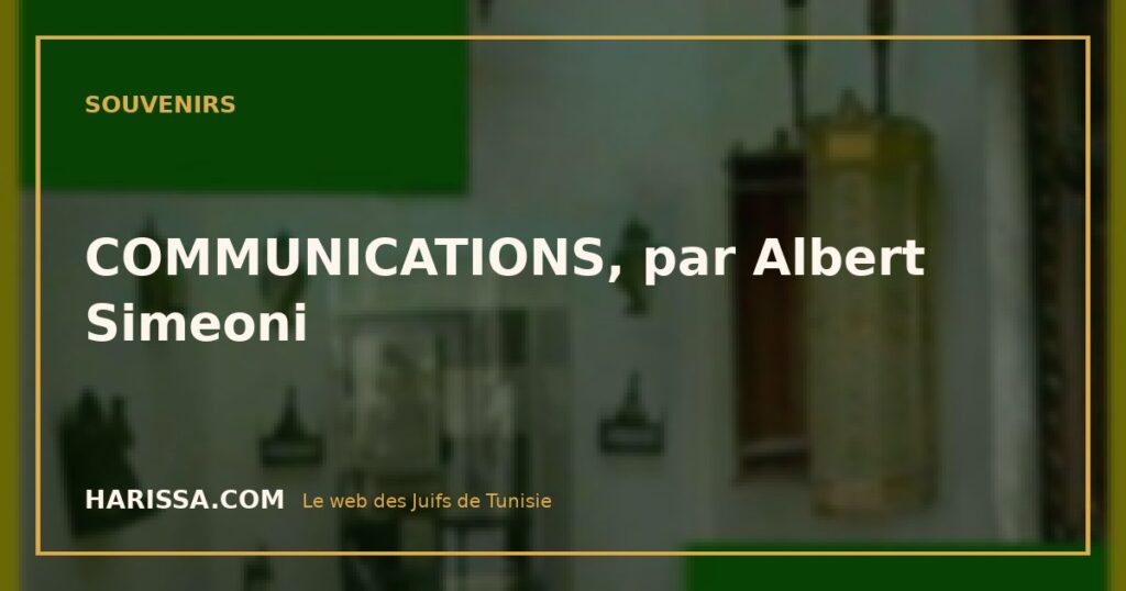 COMMUNICATIONS, par Albert Simeoni