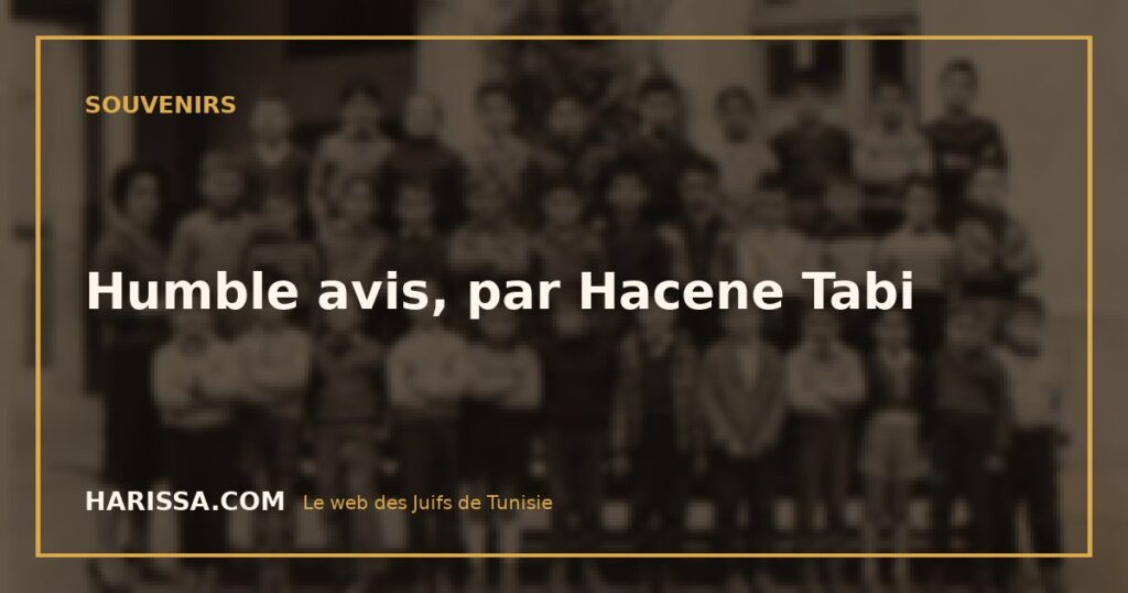 Humble avis, par Hacene Tabi