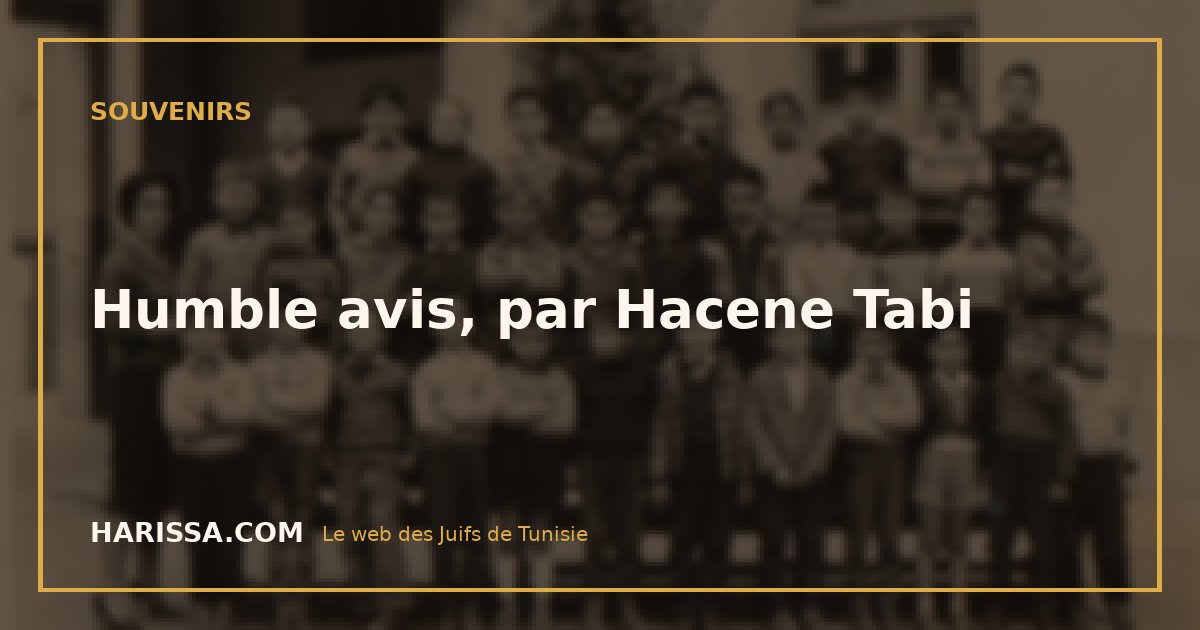 Humble avis, par Hacene Tabi