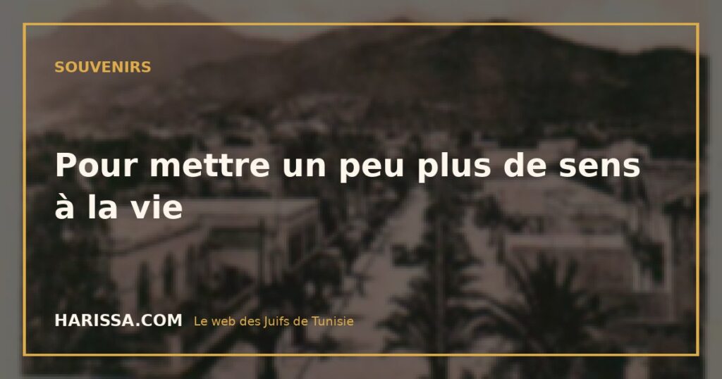 Pour mettre un peu plus de sens à la vie
