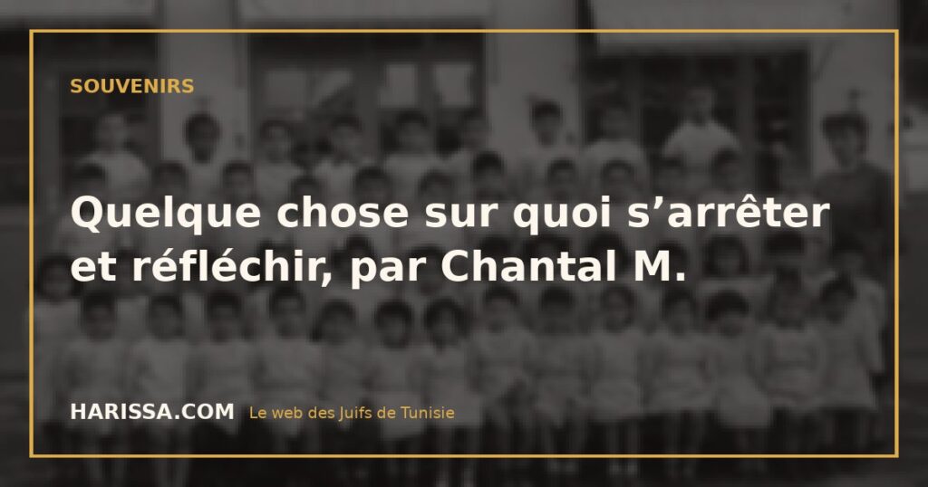 Quelque chose sur quoi s’arrêter et réfléchir, par Chantal M.