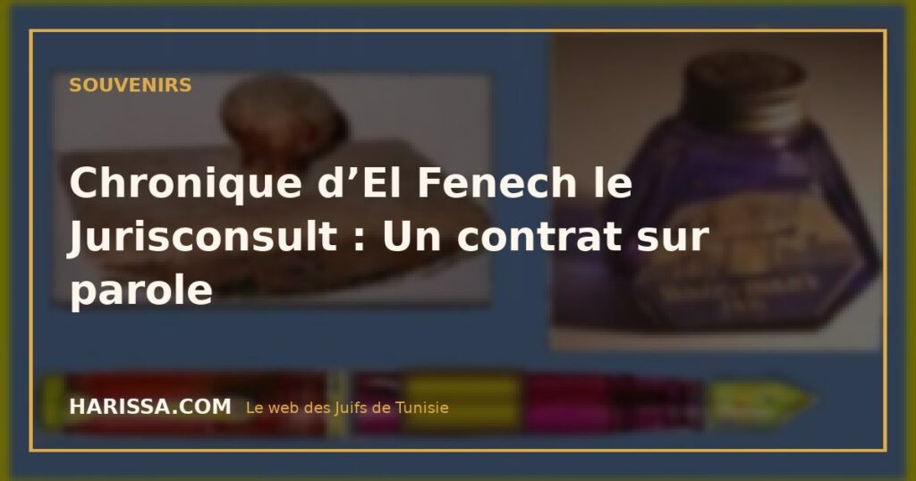 Chronique d’El Fenech le Jurisconsult : Un contrat sur parole