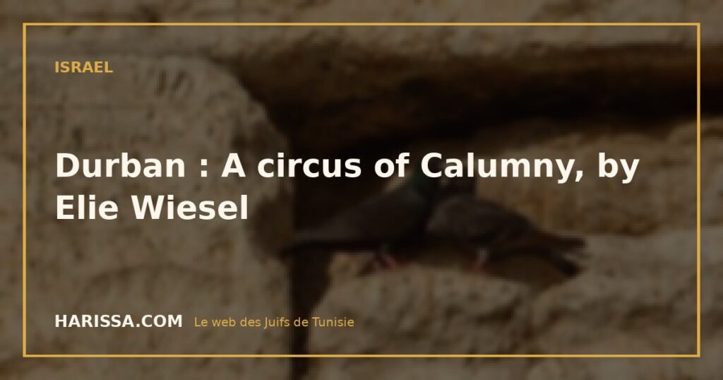 Durban : A circus of Calumny, by Elie Wiesel