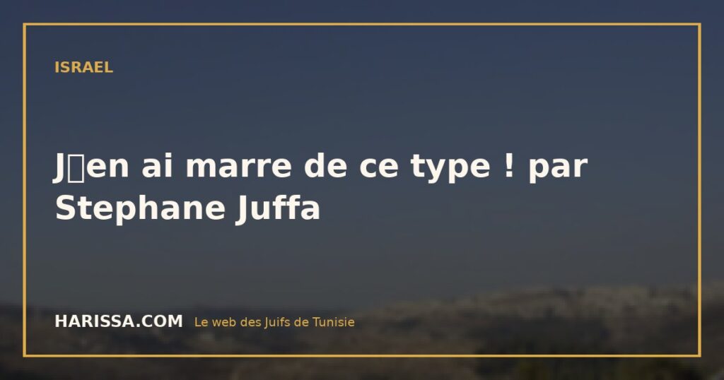 Jen ai marre de ce type ! par Stephane Juffa
