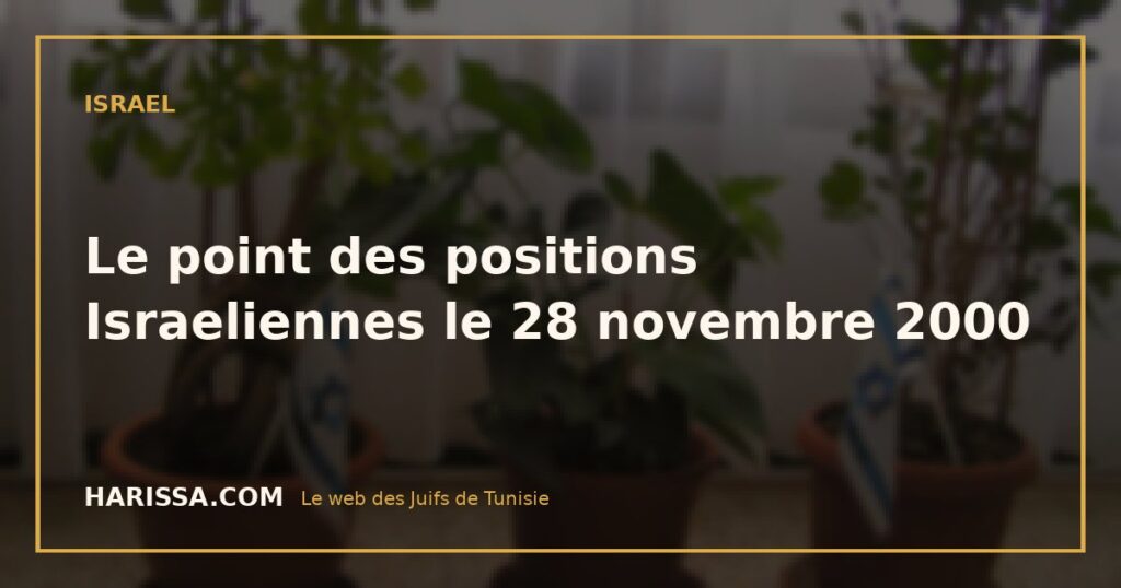 Le point des positions Israeliennes le 28 novembre 2000