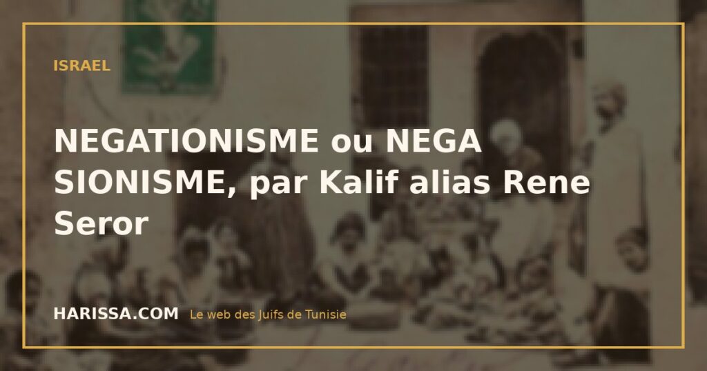 NEGATIONISME ou NEGA SIONISME, par Kalif alias Rene Seror