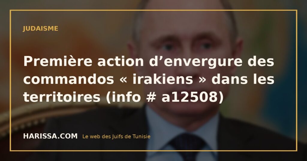 Première action d’envergure des commandos « irakiens » dans les territoires (info # a12508)