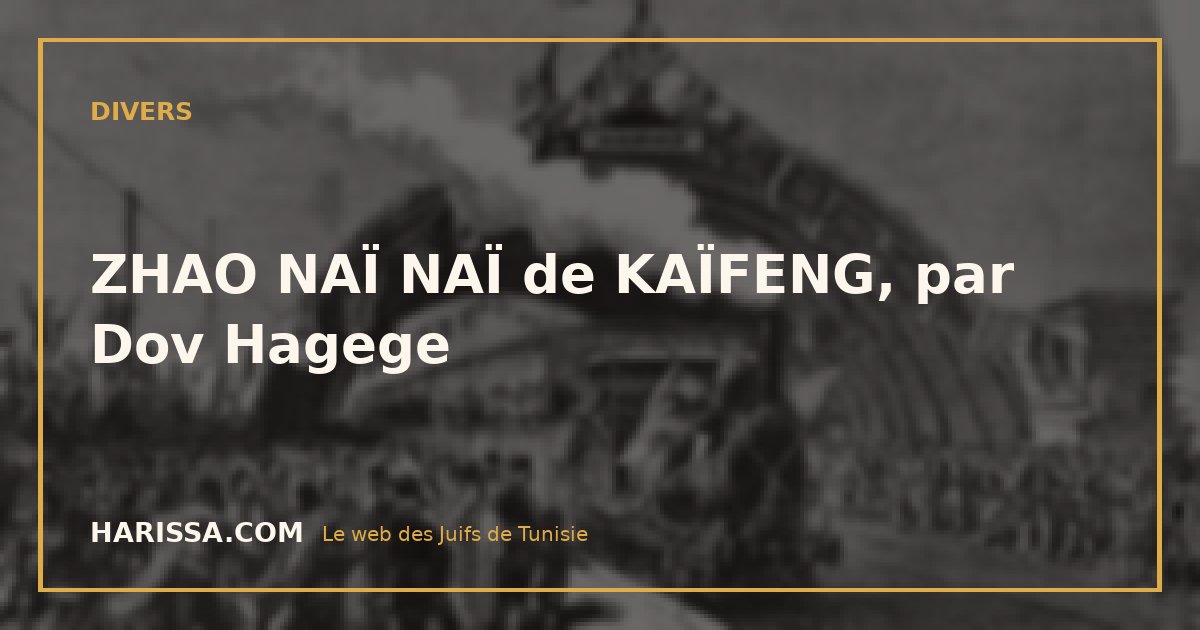 ZHAO NAÏ NAÏ de KAÏFENG, par Dov Hagege