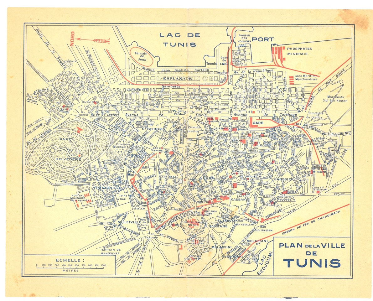 Carte Tunis 1950
